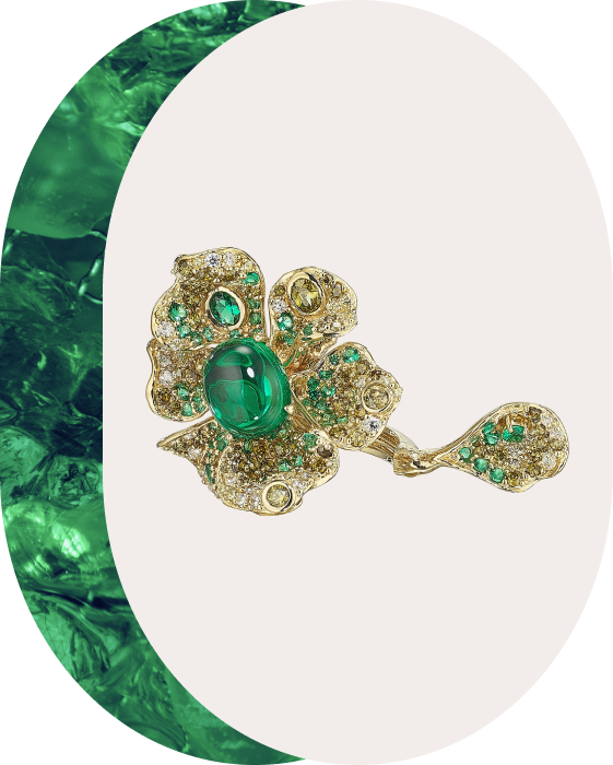 Anabela Chan - Emerald & Diamond Peony Ring