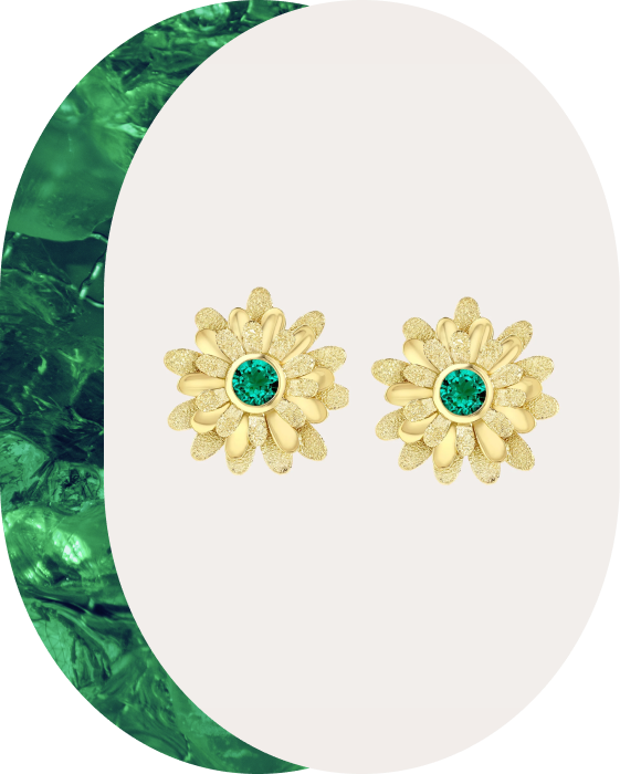 Future Fortune - Emerald & 18k Gold Dalia Stud Earrings