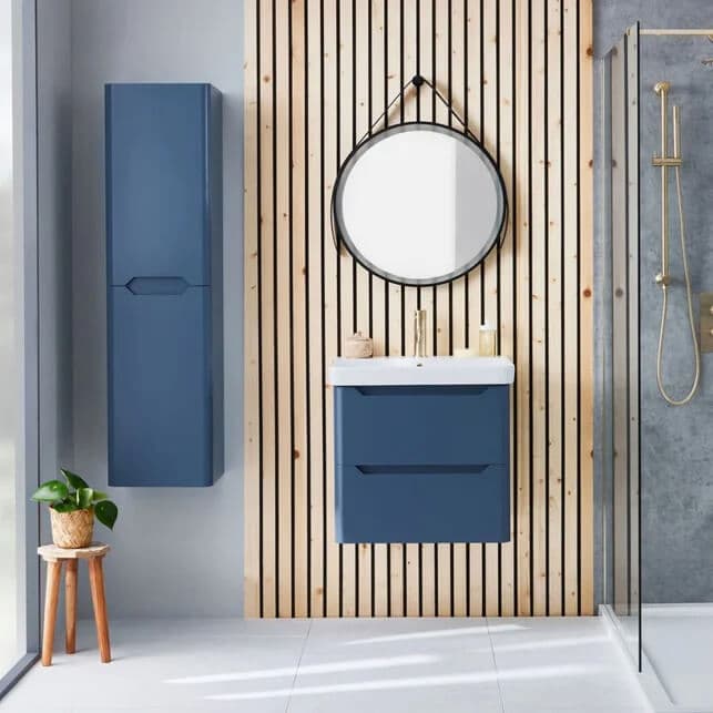 Scudo Ella blue wall-hung bathroom cabinet and vanity unit