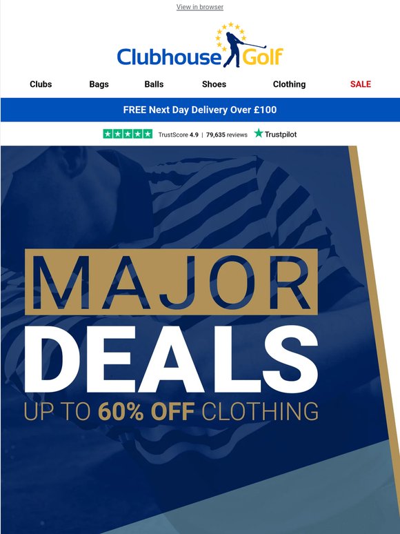 🏆 Major Deals | Up to 60% off clothing ⛳