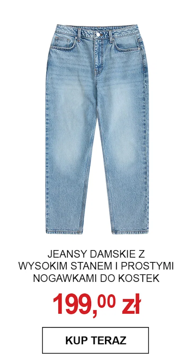 Jeansy damskie z wysokim stanem i prostymi nogawkami do kostek