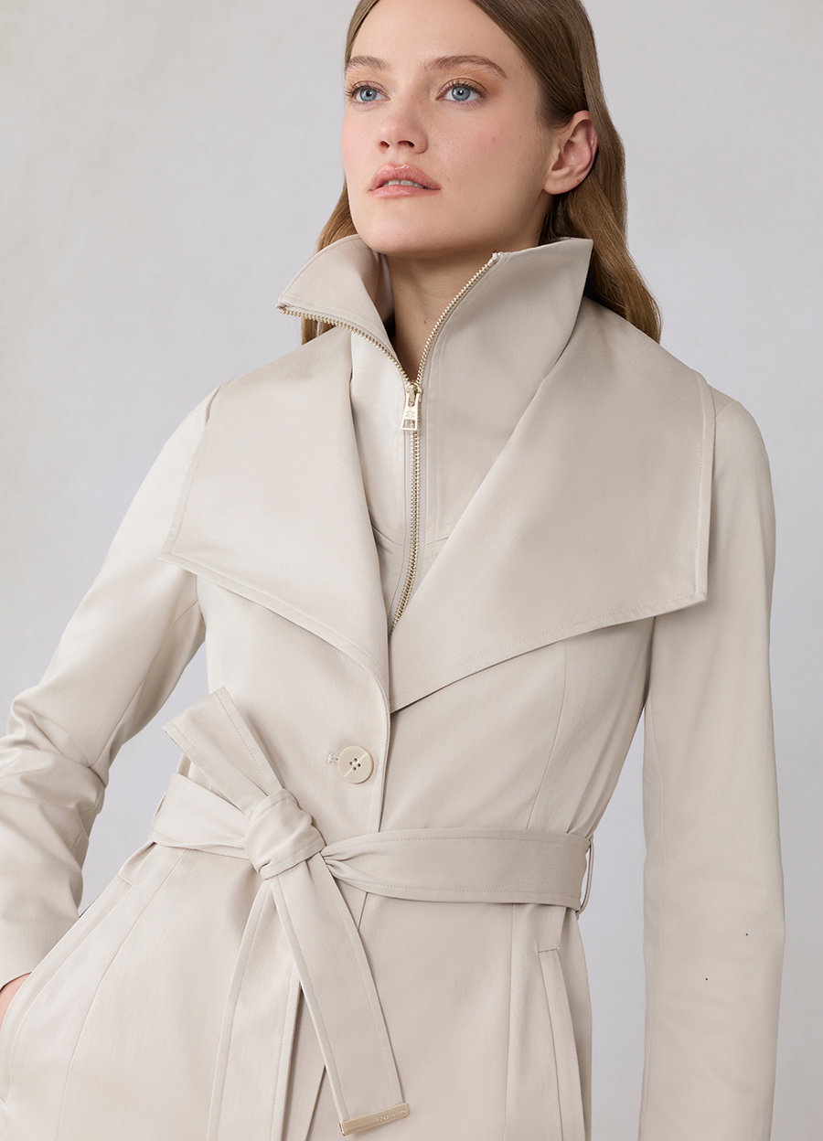 ILANA-N Belted Coat in Stretch Cotton