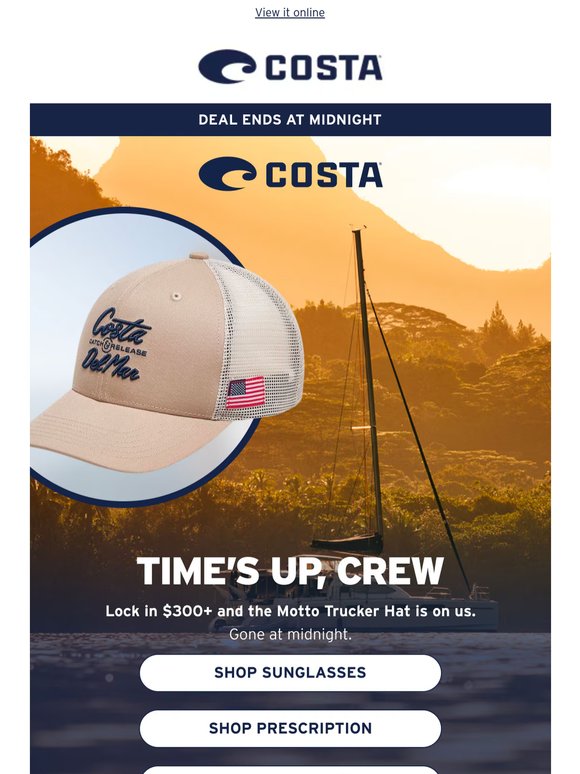 Last Chance to Get a FREE Costa Hat
