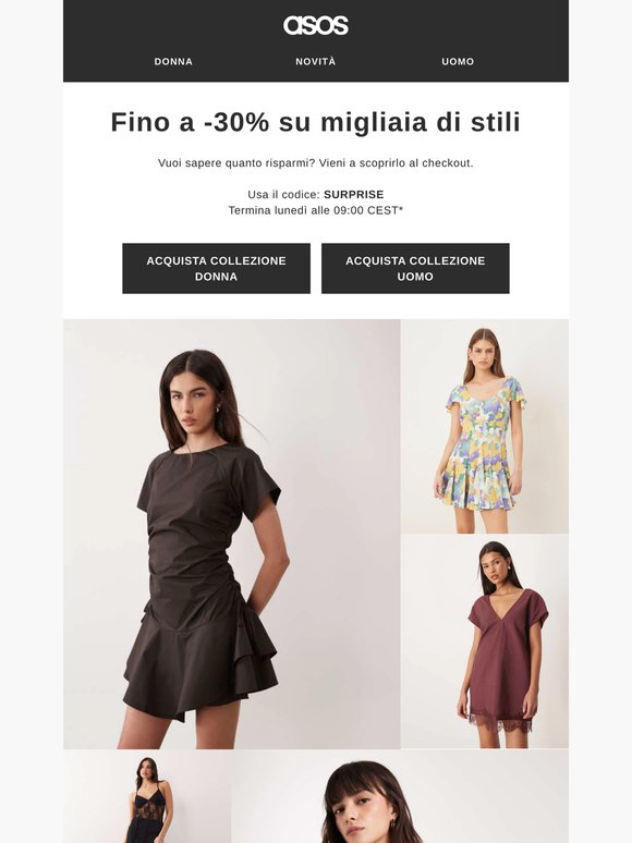 Fino a -30% su migliaia di stili