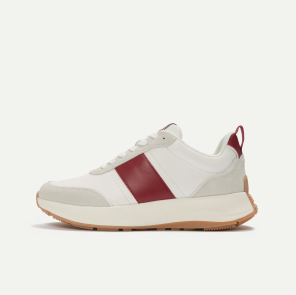 F-MODE Flow Fabric/Suede/Leather Flatform Trainers White/Berry