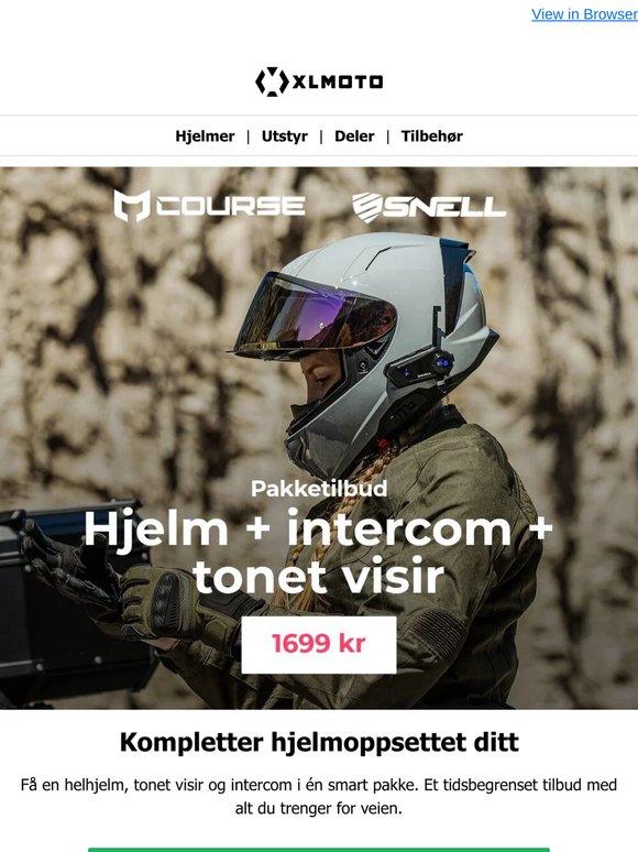 Spar stort: hjelm + intercom + tonet visir – 1699 kr