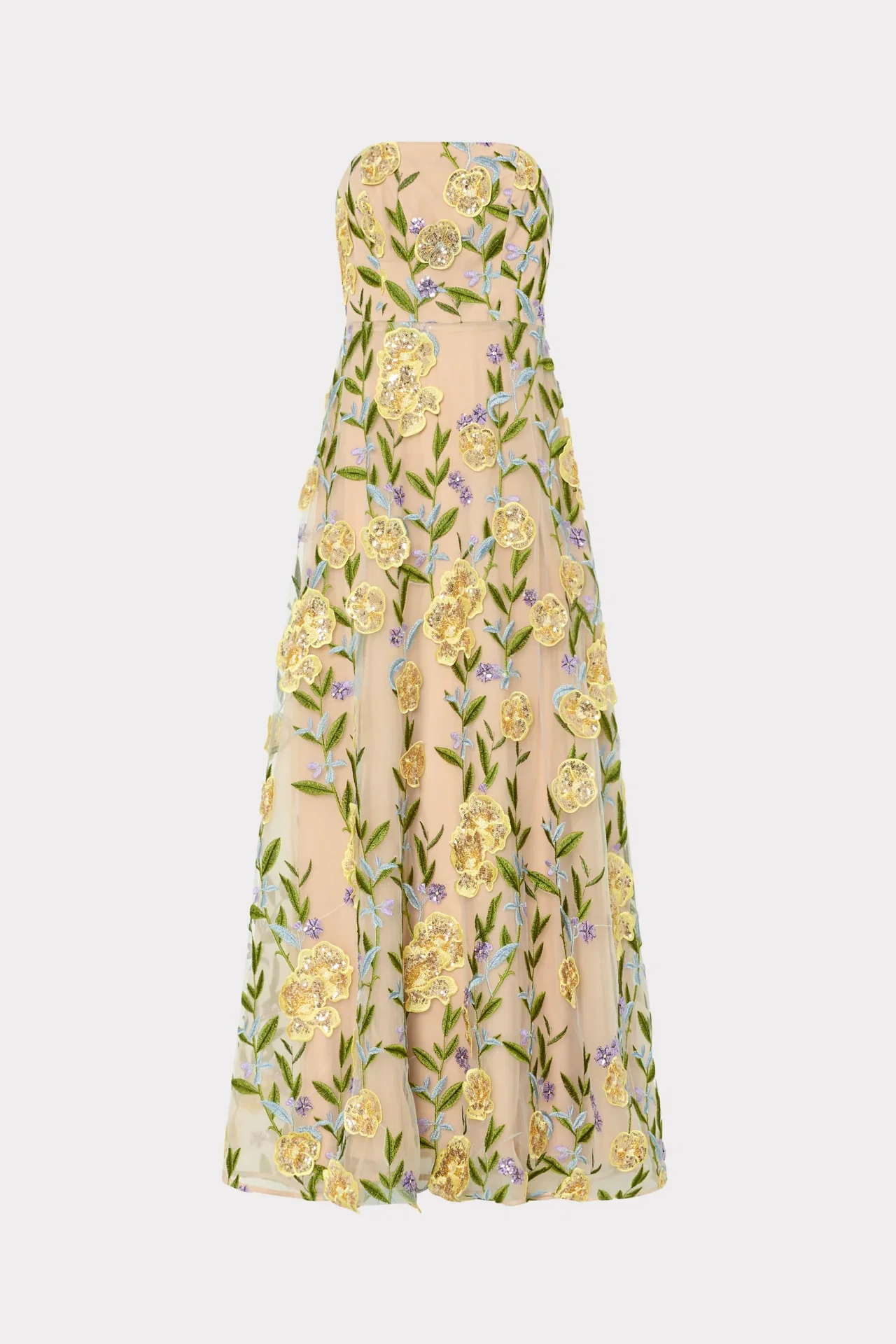 Image of Isa Embroidered Sequin Strapless Dress