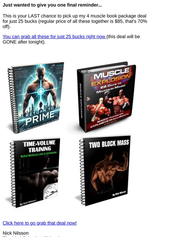 Last chance! My 70% off 4 muscle book deal is GONE after tonight...