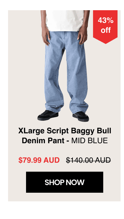 XLarge Script Baggy Bull Denim Pant - Mid Blue