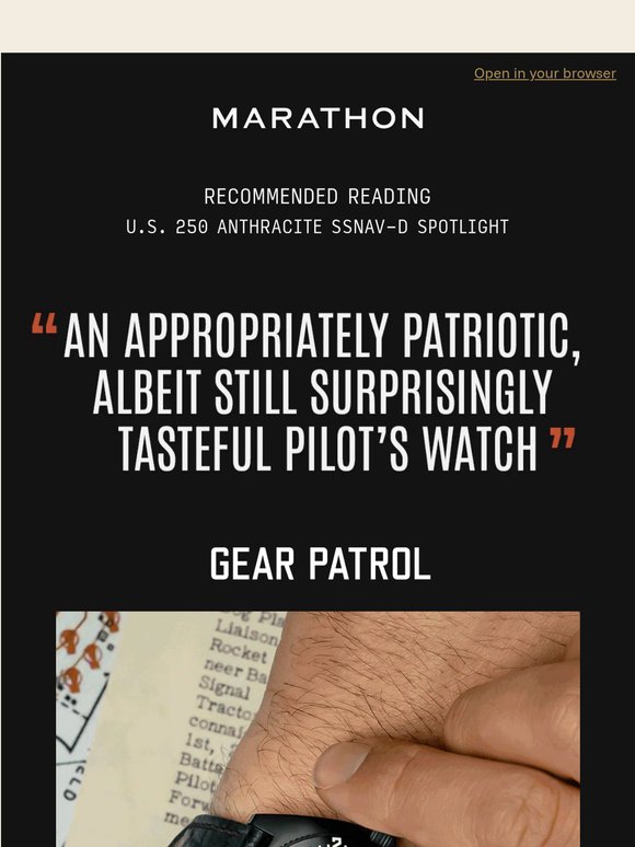 GEAR PATROL: U.S. 250 NAV a “compelling blacked-out timepiece”