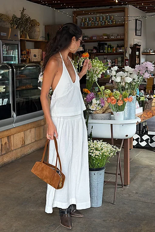 Sandshell Linen Skirt Set