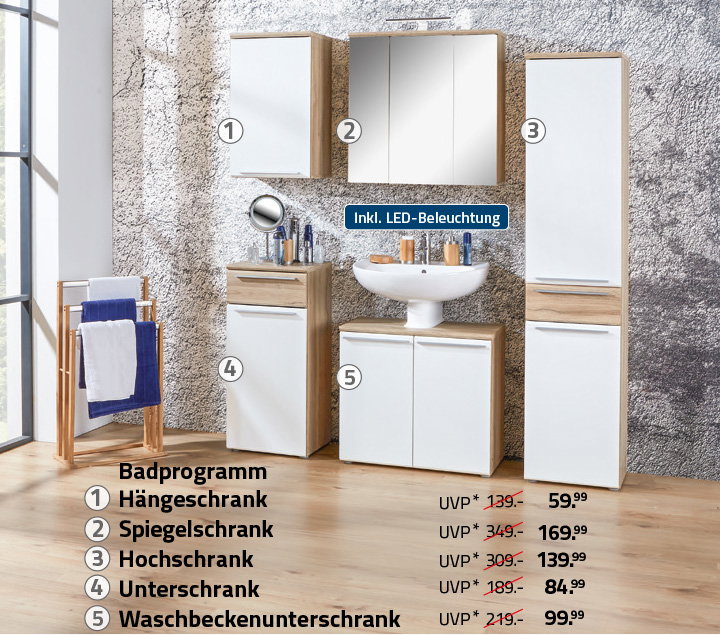 Badezimmer Bianco Eiche