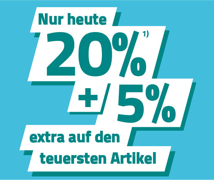 Spare 20% + 5% extra auf den teuersten Artikel!¹⁾