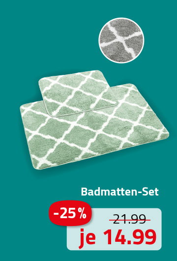 2er-Set Badmatten - silber-weiß - Anti-Rutsch