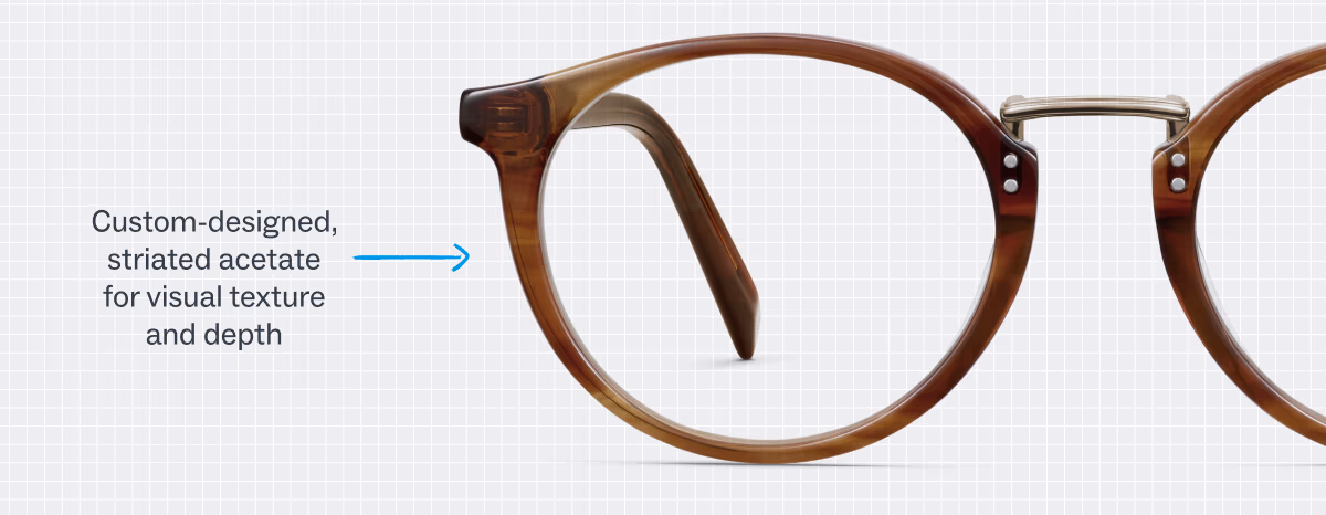 Custom-designed, striated acetate