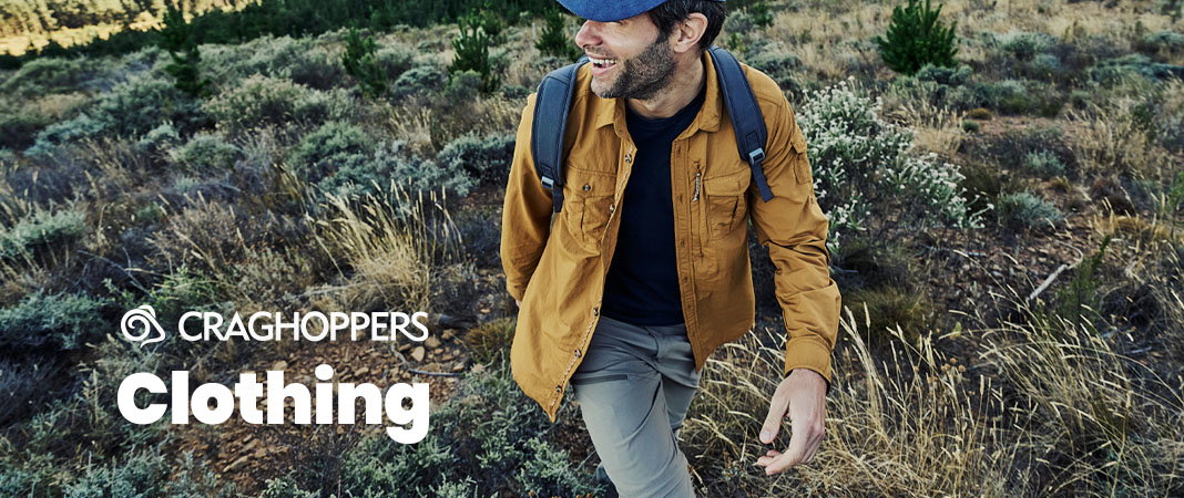 Model wearing Craghopper Nosilife jacket.