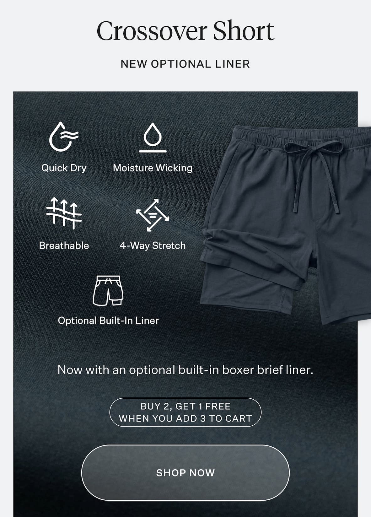 Crossover Short New Optional Liner