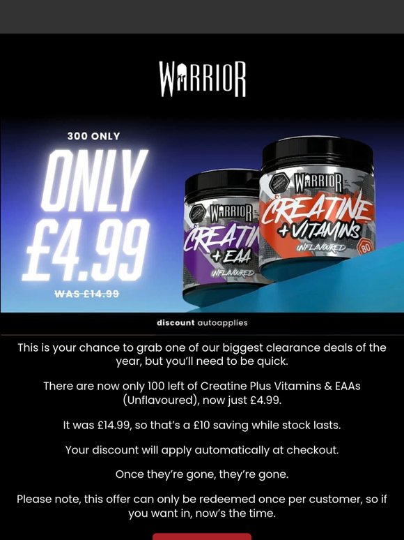 Clearance Alert: Biggest Creatine Drop EVER!
