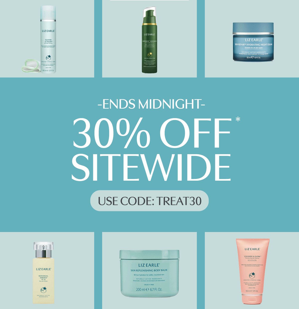 Ends Midnight. 30% off sitewide.
