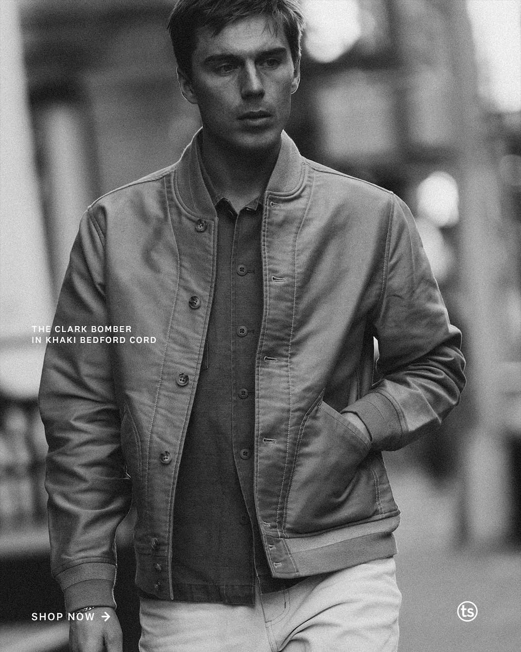 The Clark Bomber in Khaki Bedford Cord