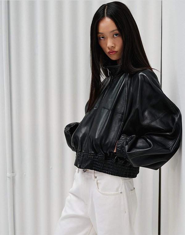 BONDED LEATHER BOMBER