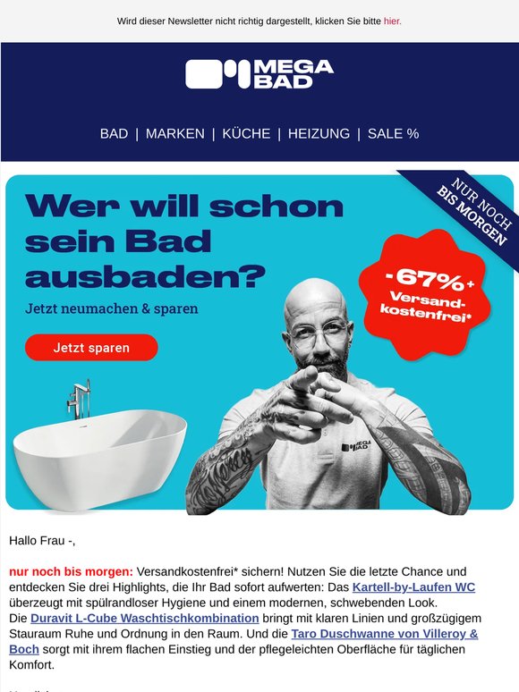 Jetzt noch sparen: Versandkostenfrei nur bis morgen
