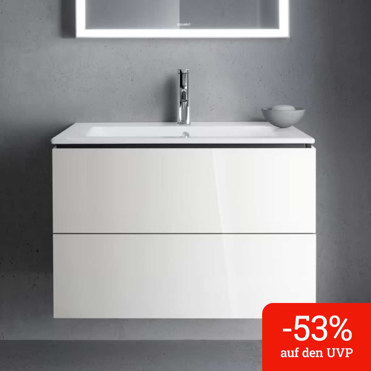 Duravit Me by Starck Waschtisch mit L-Cube Unterschrank 83 x 49 cm mit 2 Schubkästen
