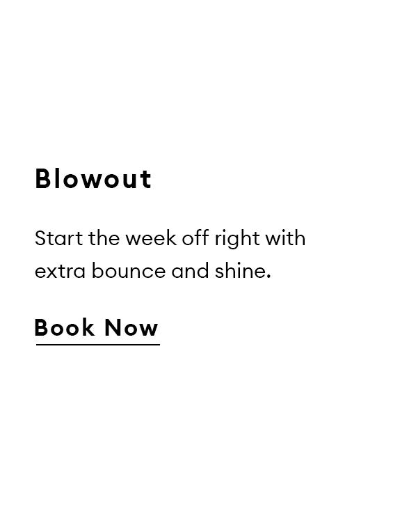 Blowout. Start the week off right with extra bounce and shine. Book Now.