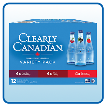 Clearly Canadian Sparlking Water Variety Pack, 11 fl oz, 12-Count