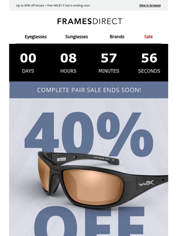 Last call: 40% off designer frames at checkout