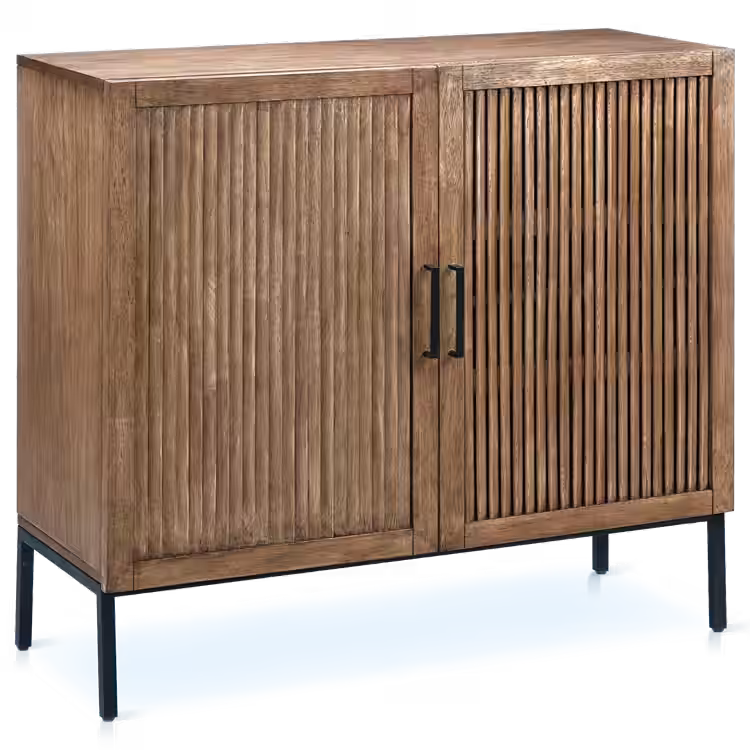 Image of Slatted 2-Door Dark Wood Buffet