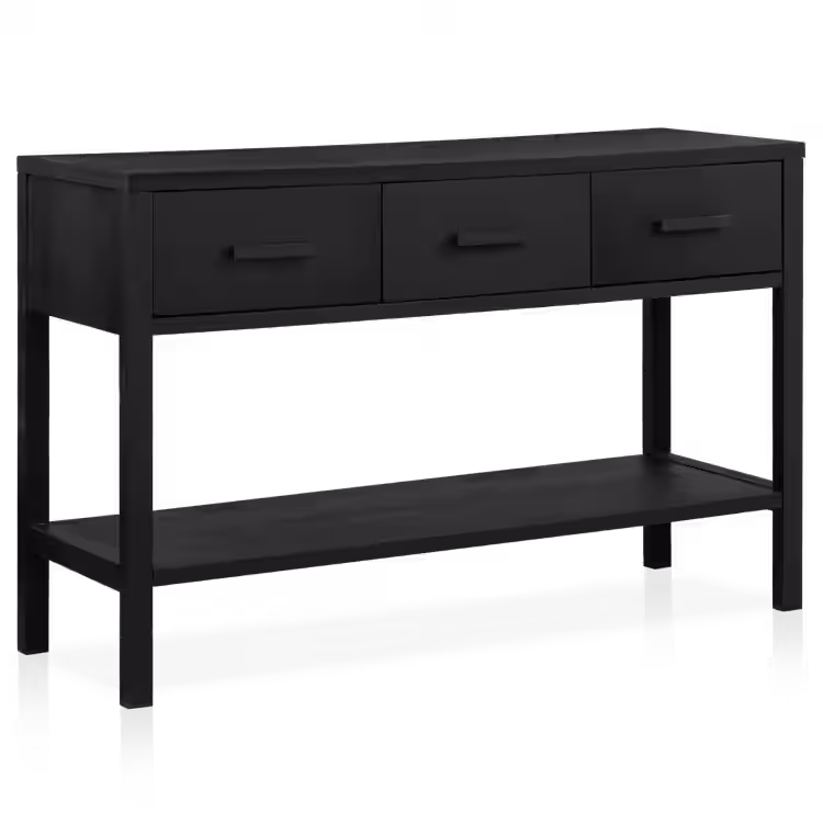 Image of Black Veneer 3-Drawer Console