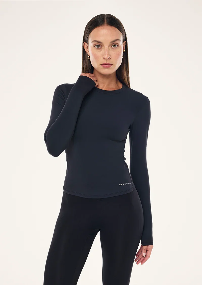 Image of FOUNDATION LONG SLEEVE TOP IN BLACK