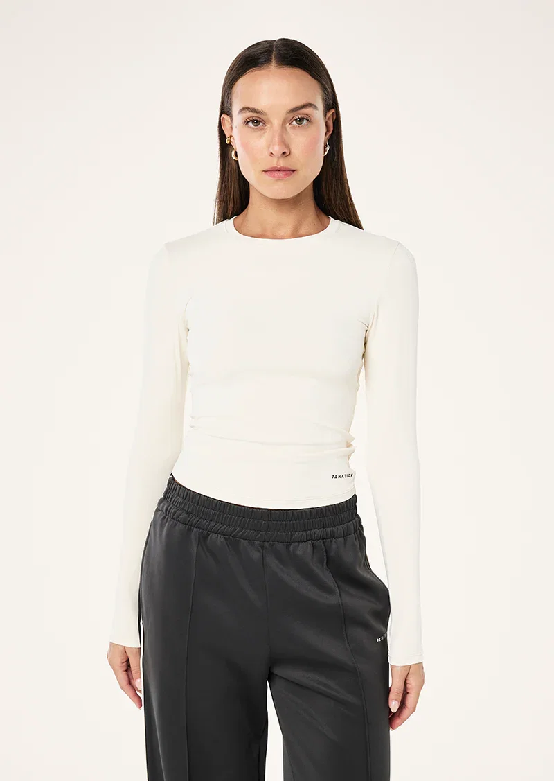 Image of FOUNDATION LONG SLEEVE TOP IN WHISPER WHITE