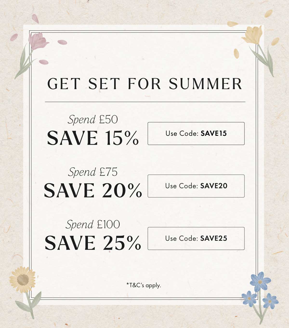 Spring into savings of up to 25%