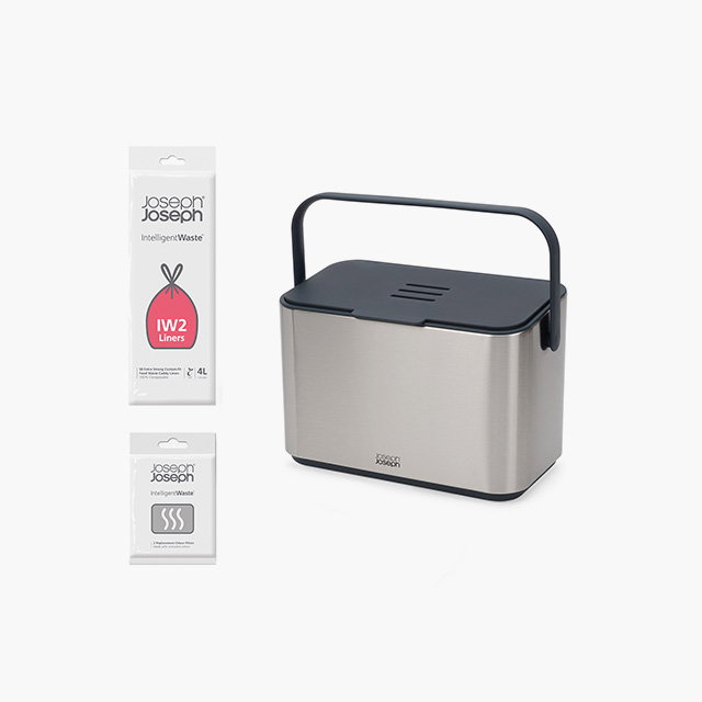 Collect™ 4L Stainless-steel Food Waste Caddy Starter Set