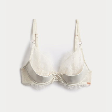Forget Me Not Satin Wired Plunge Bra in Ivory