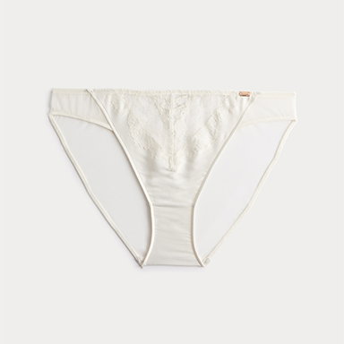 Forget Me Not Lace High Leg Knickers in Ivory
