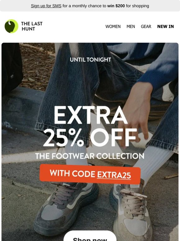 EXTRA 25% off footwear