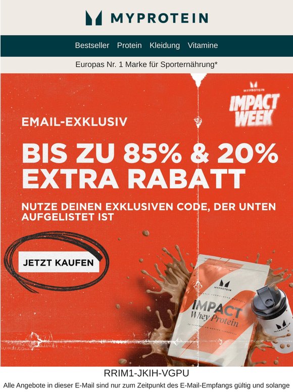 Email Exklusiv: Bis zu 85% & 20% EXTRA 🤑