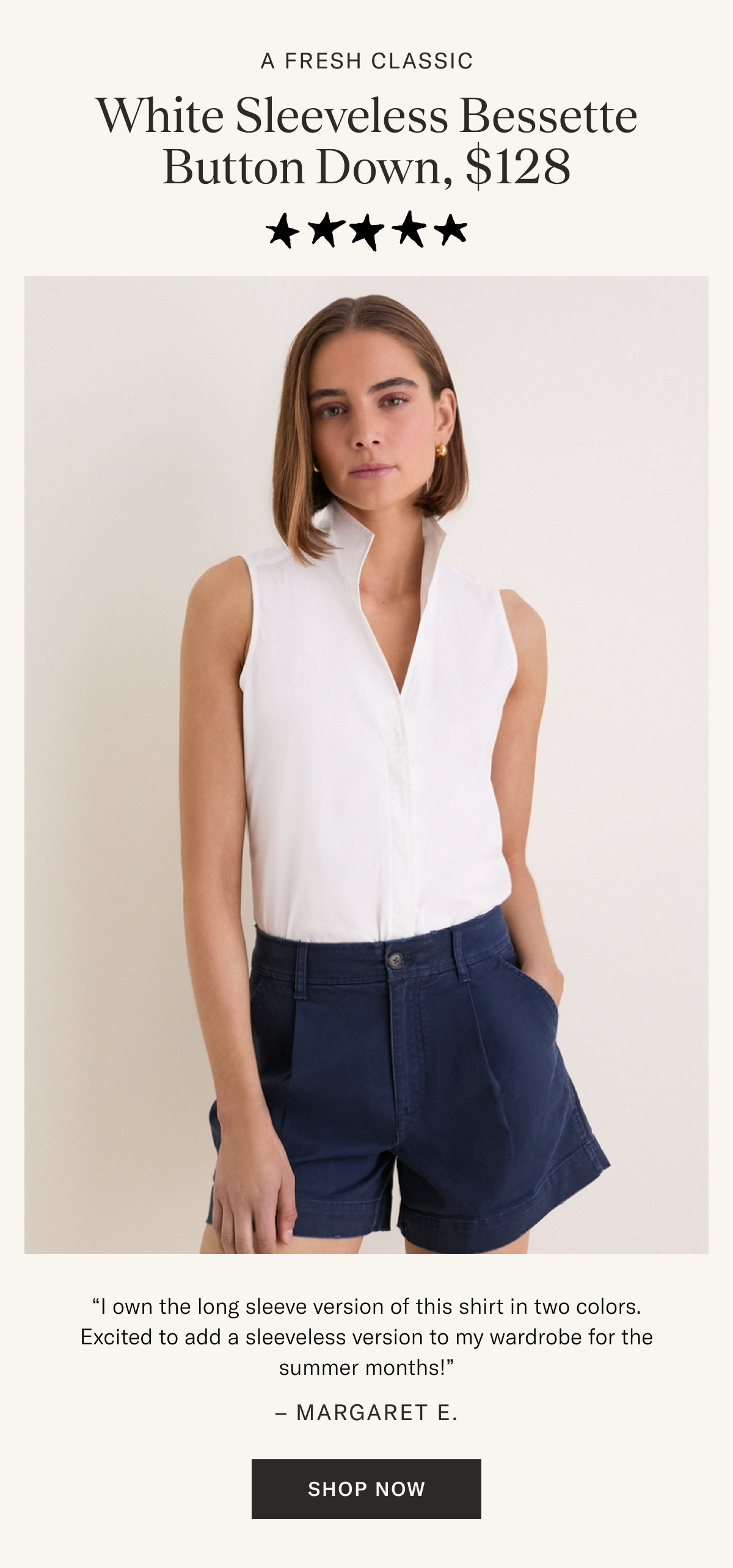 White Sleeveless Bessette Button Down