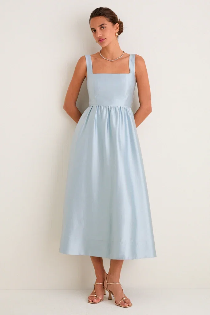 Image of Pewter Blue Dupioni Esme Dress
