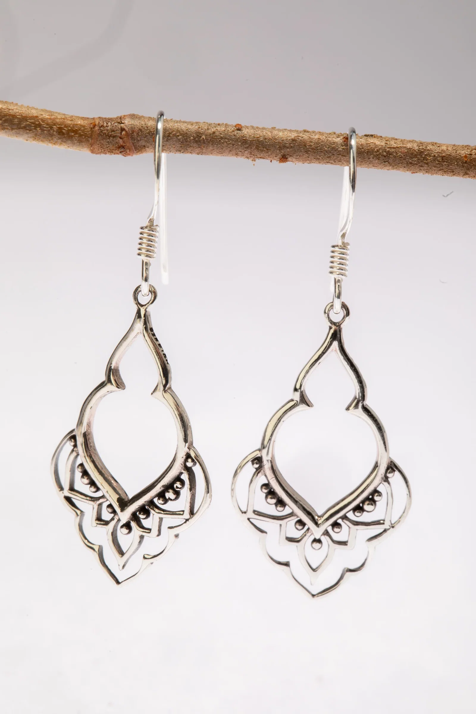 Image of Ornate Sterling Silver Teardrop Earrings