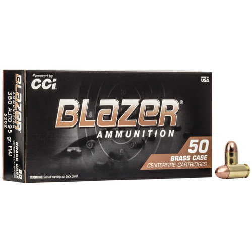 BLAZER AMMO 380ACP 95gr Round Nose Brass Ammunition | 50 Rounds