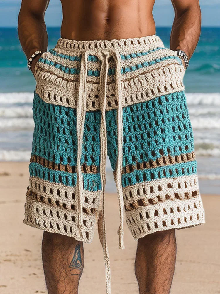 Image of Casual Resort Knit Braided Shorts