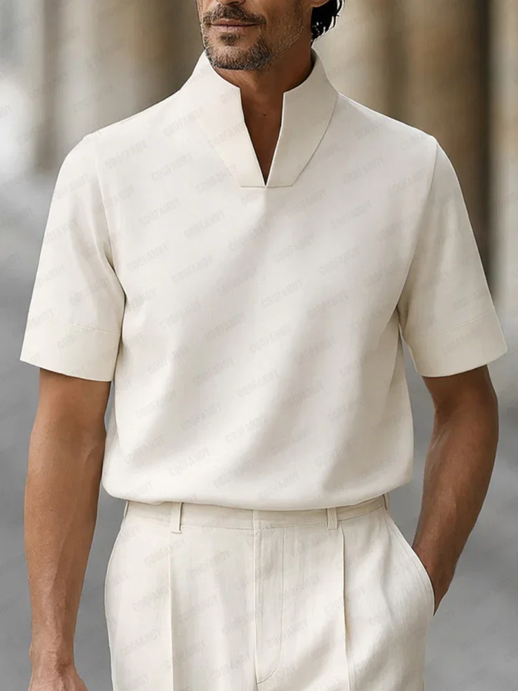 Image of Urban Minimalist Stand Collar Short Sleeve Top