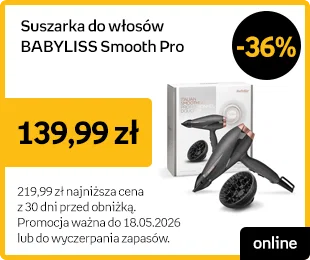 BABYLISS Smooth Pro, Suszarka do włosów, 6709DE -36% | 139,99 zł | 219,99 zł najniższa cena z 30 dni przed obniżką. Promocja ważna do 18.05.2026 lub do wyczepania zapasów | online
