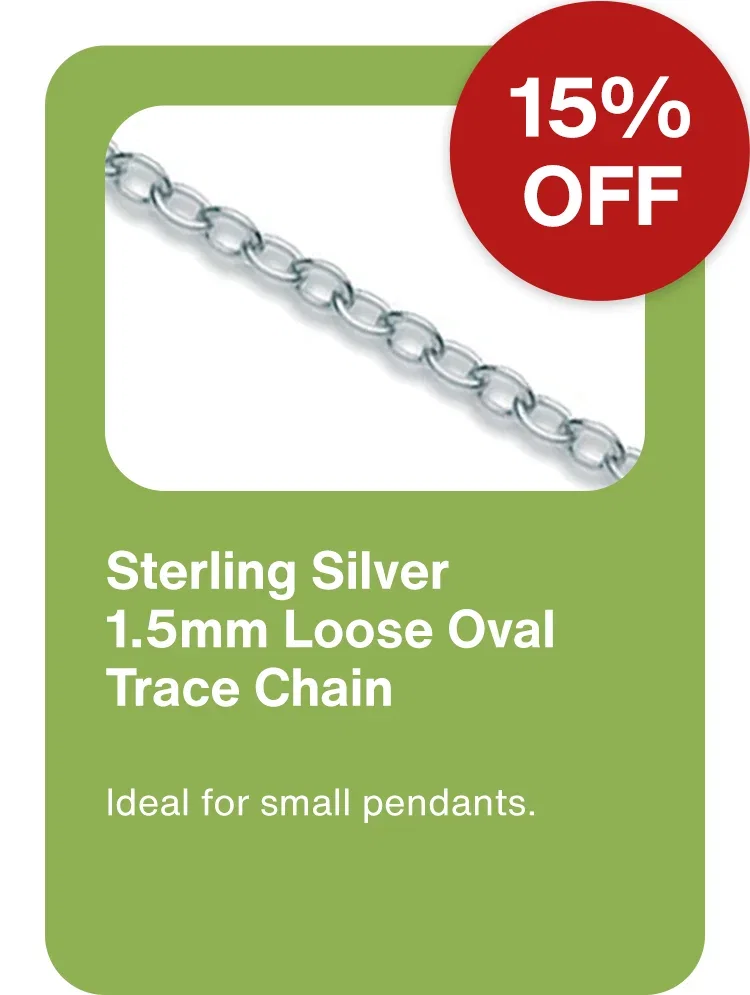 15% OFF Sterling Silver 1.5mm Loose Oval Trace Chain