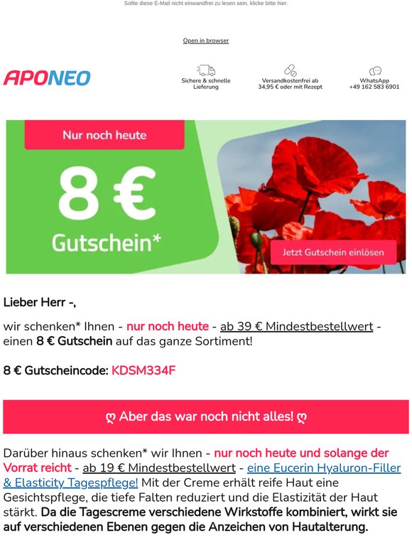 ❤️ 8 € Gutschein* + Eucerin Hyaluron-Filler & Elasticity Tagespflege + 15 % Extra Cash* auf Doppelpacks für Sie! ❤️