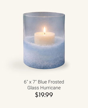 6" x 7" Blue Frosted Glass Hurricane